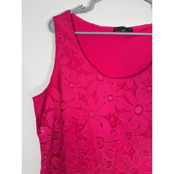 Tiana B Womens Sleeveless Lace Sheath Dress XL Pink Floral - Picture 2 of 9